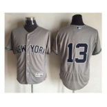 New York Yankees #13 Alex Rodriguez Grey Flexbase Authentic Collection Stitched Baseball Jersey