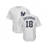 New York Yankees #18 Didi Gregorius White Strip Team Logo Fashion Stitched MLB Jersey