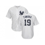 New York Yankees #19 Masahiro Tanaka White Strip Team Logo Fashion Stitched MLB Jersey