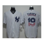 New York Yankees #19 Masahiro Tanaka White Strip USA Flag Fashion Stitched Baseball Jersey