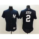 New York Yankees #2 Derek Jeter Navy Blue Flexbase Authentic Collection Stitched Baseball Jersey