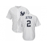 New York Yankees #2 Derek Jeter White Strip Team Logo Fashion Stitched MLB Jersey