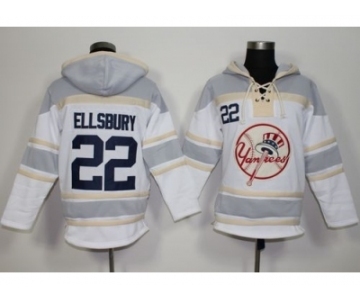 New York Yankees #22 Jacoby Ellsbury White Sawyer Hooded Sweatshirt MLB Hoodie