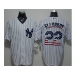 New York Yankees #22 Jacoby Ellsbury White Strip USA Flag Fashion Stitched Baseball Jersey