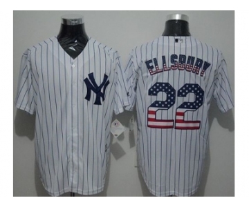 New York Yankees #22 Jacoby Ellsbury White Strip USA Flag Fashion Stitched Baseball Jersey