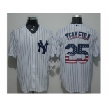 New York Yankees #25 Mark Teixeira White Strip USA Flag Fashion Stitched Baseball Jersey