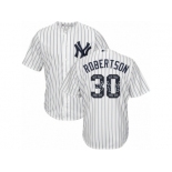 New York Yankees #30 David Robertson Authentic White Team Logo Fashion MLB Jersey