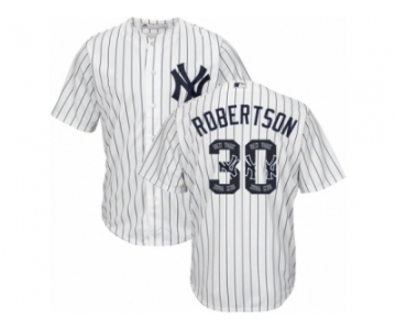 New York Yankees #30 David Robertson Authentic White Team Logo Fashion MLB Jersey