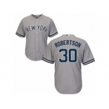 New York Yankees #30 David Robertson Replica Grey Road MLB Jersey