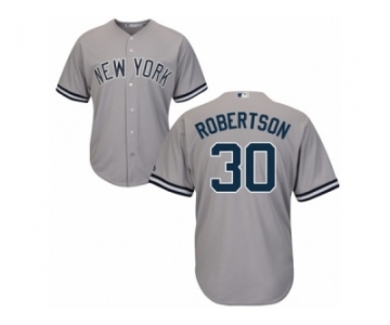 New York Yankees #30 David Robertson Replica Grey Road MLB Jersey