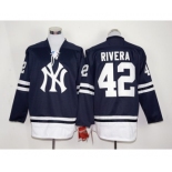 New York Yankees #42 Mariano Rivera Navy Blue Long Sleeve Stitched MLB Jersey