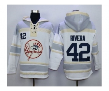 New York Yankees #42 Mariano Rivera White Sawyer Hooded Sweatshirt MLB Hoodie