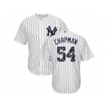 New York Yankees #54 Aroldis Chapman White Strip Team Logo Fashion Stitched MLB Jersey