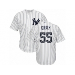 New York Yankees #55 Sonny Gray Authentic White Team Logo Fashion MLB Jersey