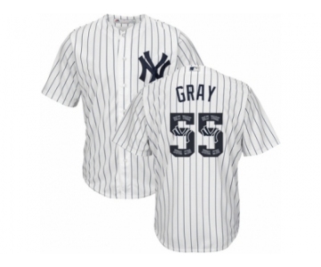 New York Yankees #55 Sonny Gray Authentic White Team Logo Fashion MLB Jersey