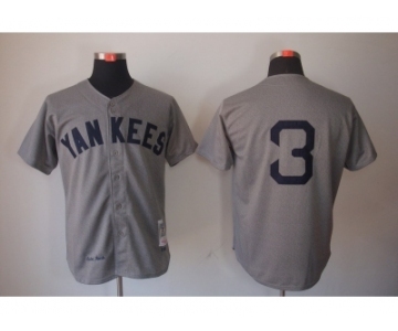 mlb jerseys New York Yankees #3 m&n grey