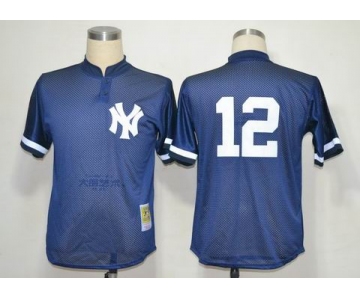 mlb jerseys new york yankees #12 wade boggs m&n blue 1995[boggs]