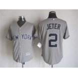 mlb jerseys new york yankees #2 jeter grey[2015 new]