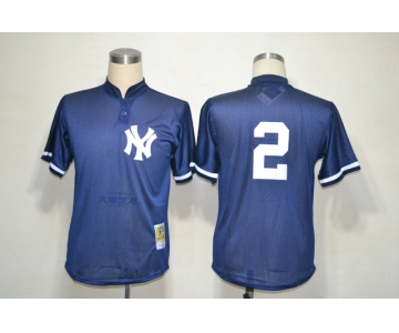 mlb jerseys new york yankees #2 jeter mesh batting practice blue