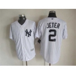 mlb jerseys new york yankees #2 jeter white-1(black strip)