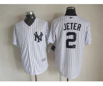 mlb jerseys new york yankees #2 jeter white-1(black strip)