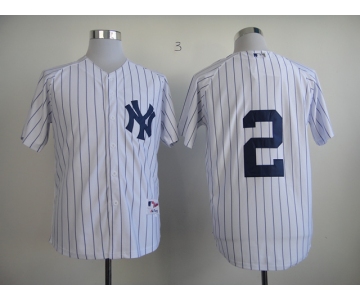 mlb jerseys new york yankees #2 jeter white [black strip]