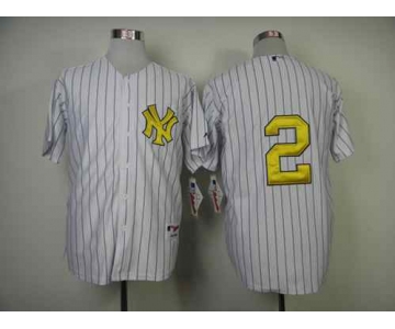 mlb jerseys new york yankees #2 jeter white[number golden][black strip]