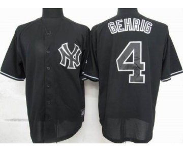 mlb jerseys new york yankees #4 gehrig black fashion