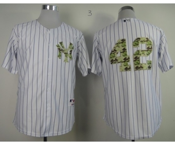 mlb jerseys new york yankees #42 rivera white[number camo][black stripe]