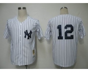 mlb new york yankees #12 ransom m&n white[black stripe]