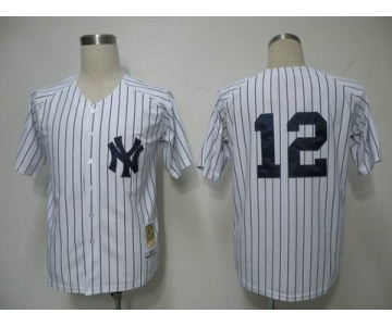 mlb new york yankees #12 ransom m&n white[black stripe]