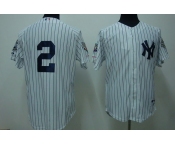 mlb new york yankees #2 jeter white(2009 logo)