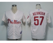 MLB Philadephia Phillies #57 Herndon white[red strip]Cool Base