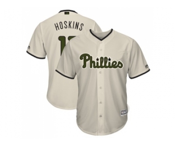 Men Philadelphia Phillies #17 Rhys Hoskins Cream New Cool Base 2018 Memorial Day Stitched MLB Jersey