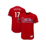 Men Philadelphia Phillies #17 Rhys Hoskins Majestic Scarlet 2018 Spring Training Flex Base Player Jersey