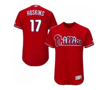 Men Philadelphia Phillies #17 Rhys Hoskins Red Flexbase Authentic Collection Stitched MLB Jersey