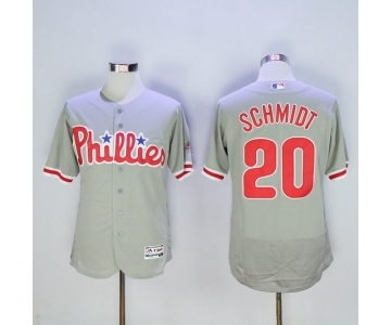 Men Philadelphia Phillies #20 Mike Schmidt Majestic Grey Flexbase Authentic Collection Player Jersey