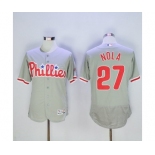 Men Philadelphia Phillies #27 Aaron Nola Majestic Grey Flexbase Authentic Collection Player