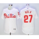 Men Philadelphia Phillies #27 Aaron Nola Majestic White Flexbase Authentic Collection Player