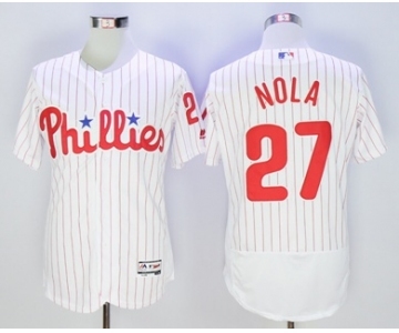 Men Philadelphia Phillies #27 Aaron Nola Majestic White Flexbase Authentic Collection Player