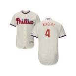 Men Philadelphia Phillies #4 Scott Kingery Cream Flexbase Authentic Collection Stitched MLB Jersey