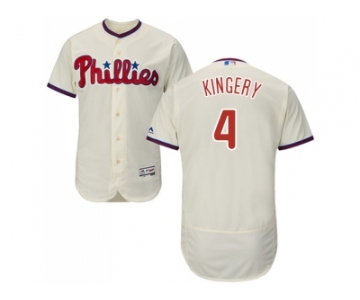 Men Philadelphia Phillies #4 Scott Kingery Cream Flexbase Authentic Collection Stitched MLB Jersey