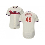 Men Philadelphia Phillies #49 Jake Arrieta Cream Flexbase Authentic Collection Stitched MLB Jersey