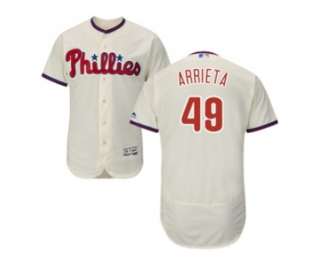 Men Philadelphia Phillies #49 Jake Arrieta Cream Flexbase Authentic Collection Stitched MLB Jersey