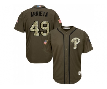 Men Philadelphia Phillies #49 Jake Arrieta Green Salute to Service Stitched MLB Jersey