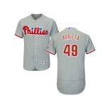 Men Philadelphia Phillies #49 Jake Arrieta Grey Flexbase Authentic Collection Stitched MLB Jersey