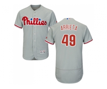 Men Philadelphia Phillies #49 Jake Arrieta Grey Flexbase Authentic Collection Stitched MLB Jersey