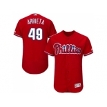 Men Philadelphia Phillies #49 Jake Arrieta Red Flexbase Authentic Collection Stitched MLB Jersey