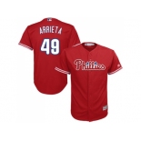 Men Philadelphia Phillies #49 Jake Arrieta Red New Cool Base Stitched MLB Jersey