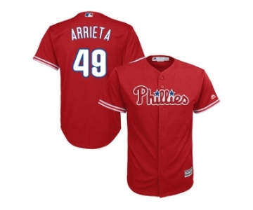 Men Philadelphia Phillies #49 Jake Arrieta Red New Cool Base Stitched MLB Jersey